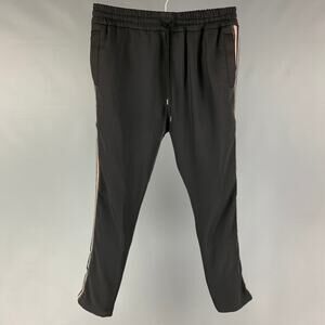 CMMN SWND Size 30 Black Taupe Striped Trim Polyester Casual Pants